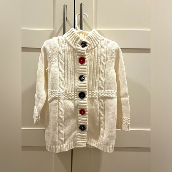 Gymboree Other - Gymboree size XS (3-4) winter white cardigan with colored buttons